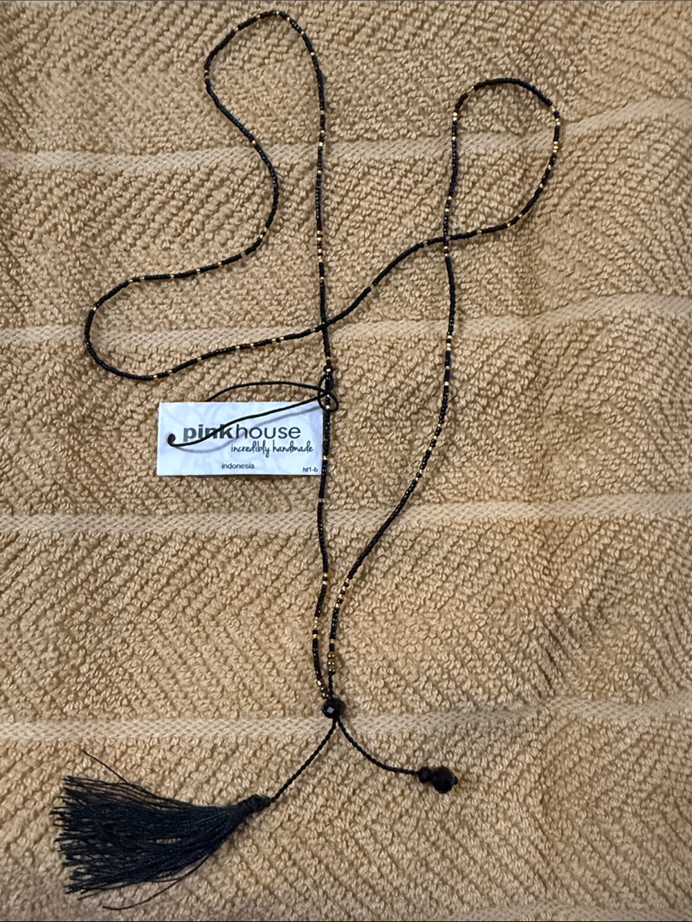 Pinkhouse Black Beaded Tassel necklace